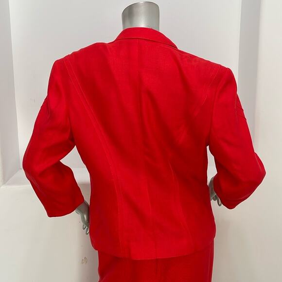 Louis Feraud Vintage Red Knee-Length Pencil Skirt Suit Set Size 10 - Picture 9 of 16